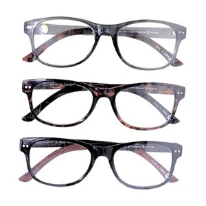 +2.00 M By Max Studio Men's Set 3 Pairs  Reading Glasses Readers Round